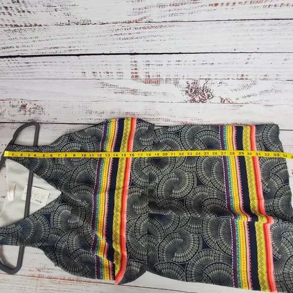 Renee C Layer Tiered Sleeveless Dress S Boho Geometric Rainbow Stripe Print NWT - Picture 14 of 14